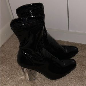 Clear heel rain boots